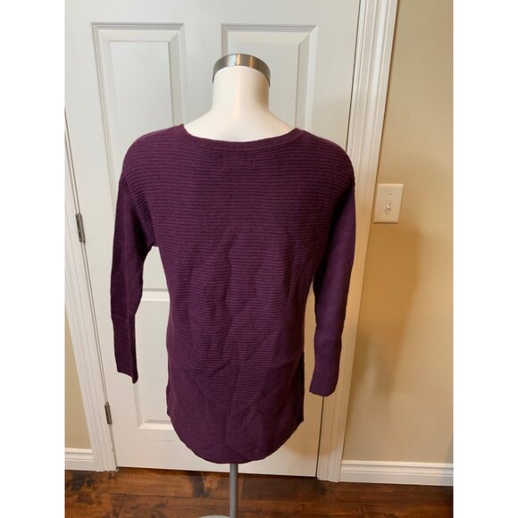 Tahari Long Purple Rib Knit 100% Extra Fine Merino Wool Sweater, Size Small - Picture 4 of 5